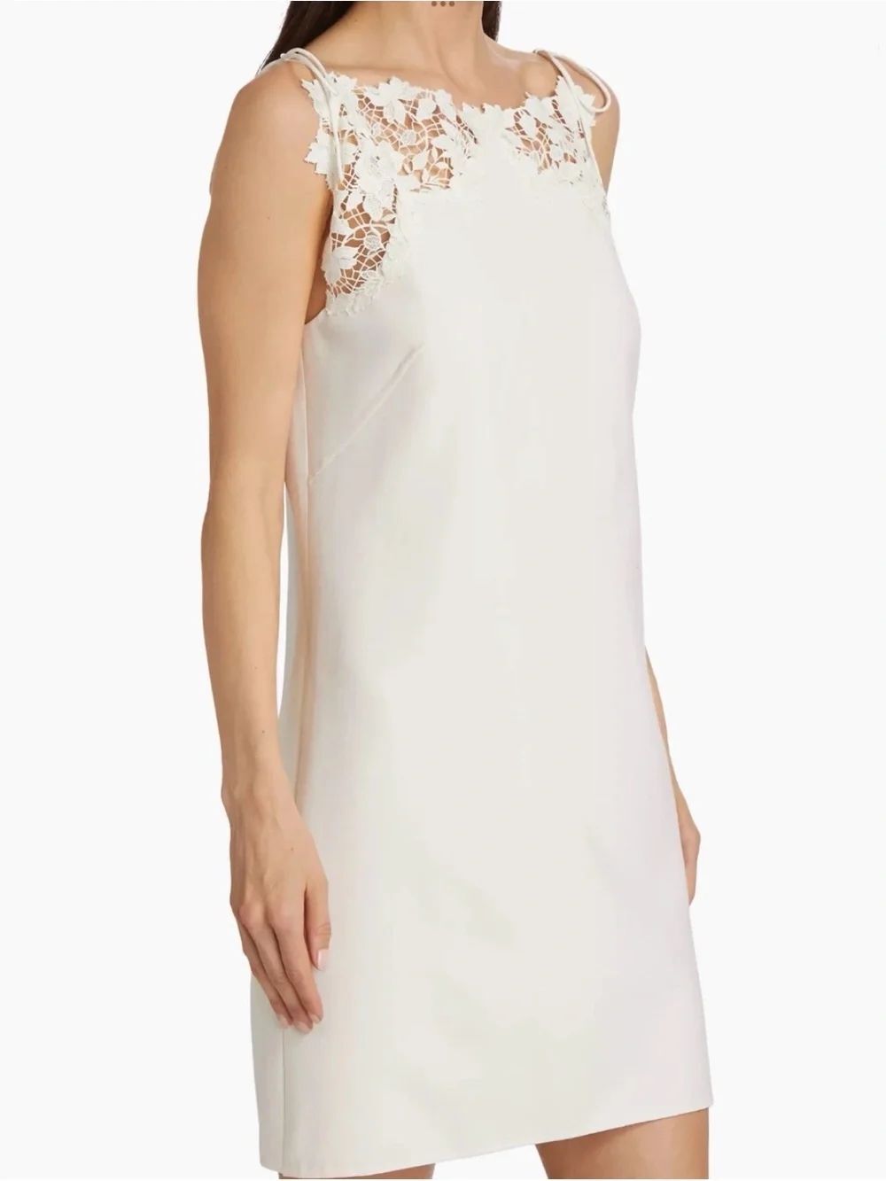 Oscar de la Renta Gardenia Guipure & Wool Minidress size 14